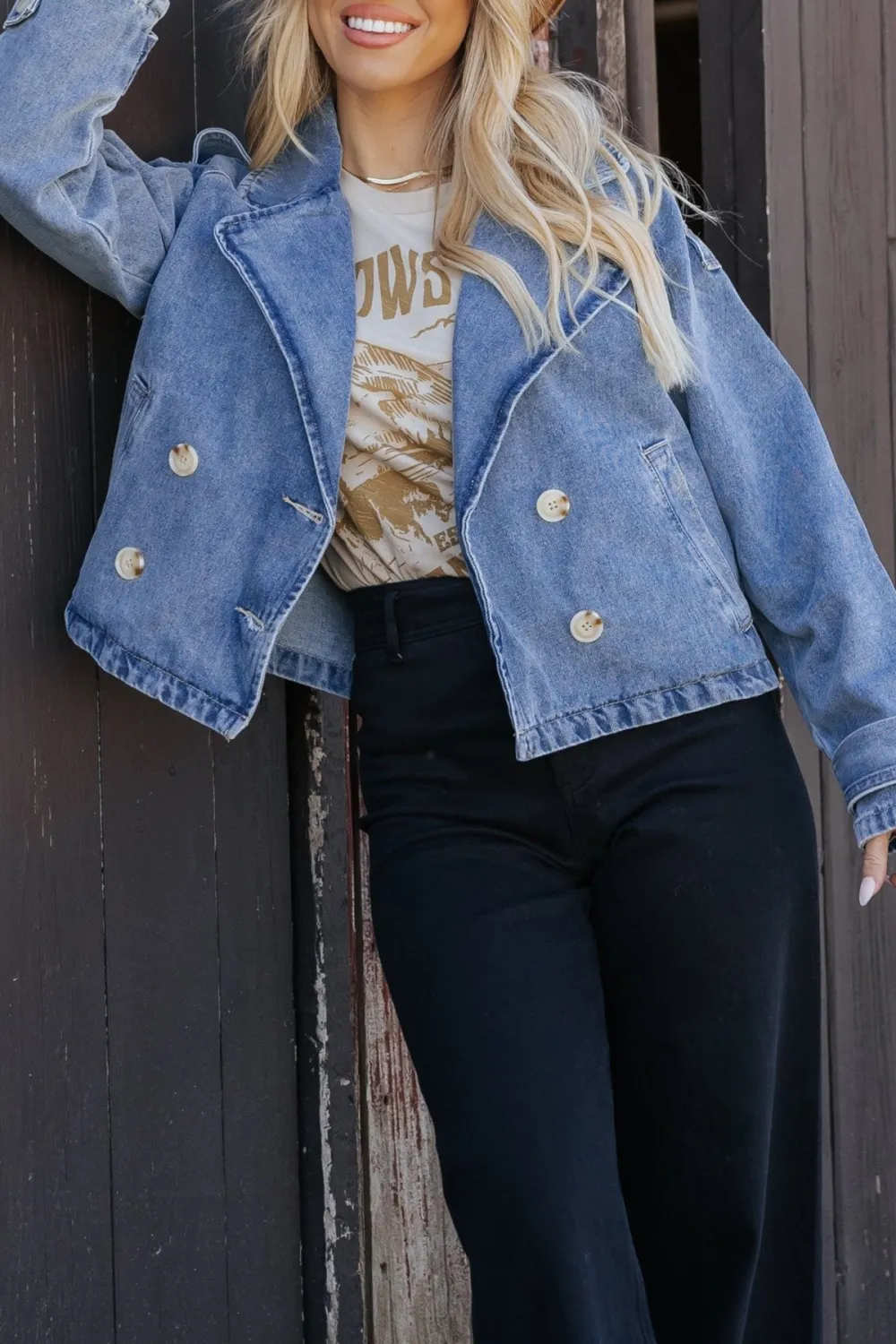 Double Breasted Denim Jacket