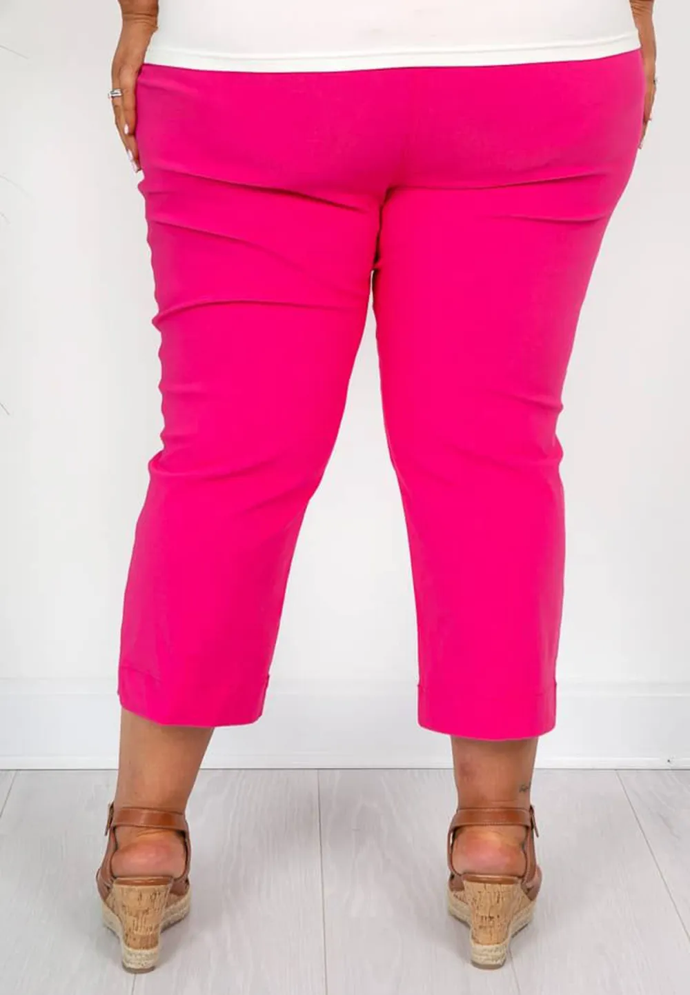 Cerise Pink Elasticated Crop Trousers