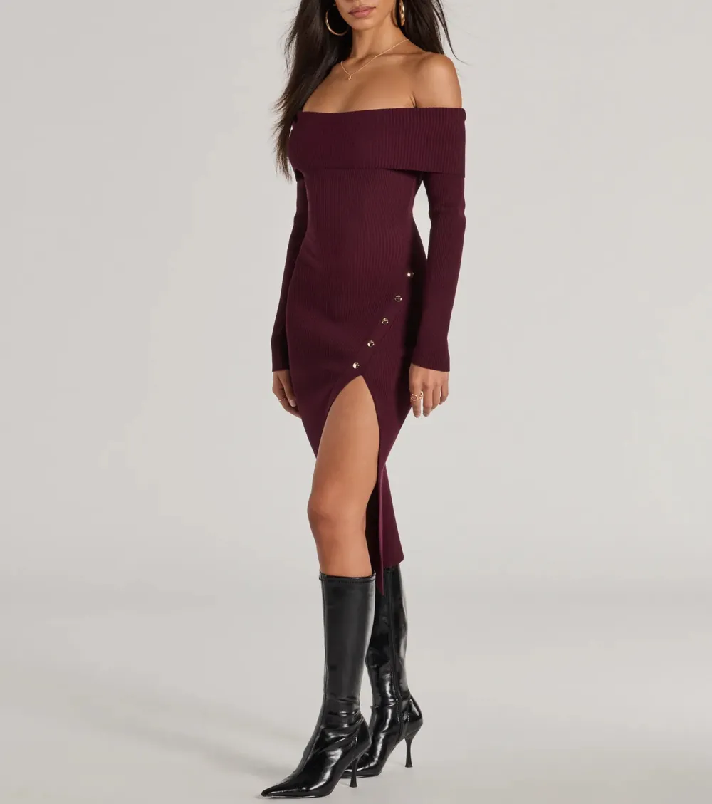 Keeping Knit Chic Long Sleeve Midi Dress