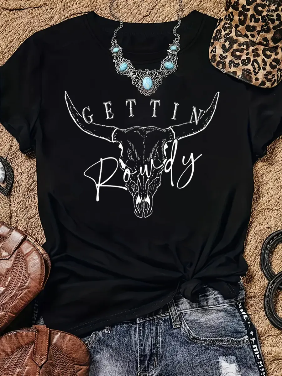 Gettin Rowdy Western Pattern T-shirt