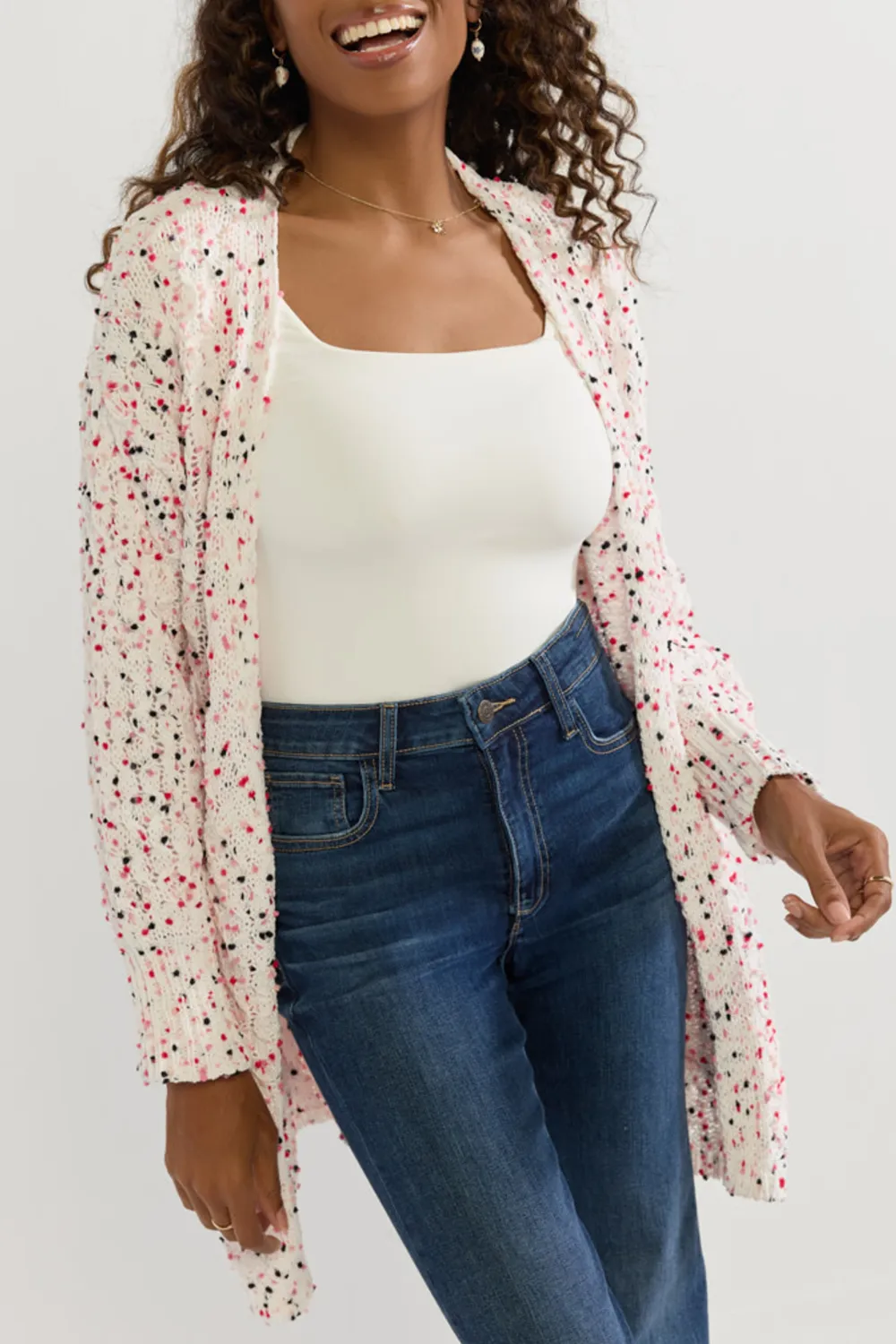 Taylor Popcorn Pattern Long Cardigan