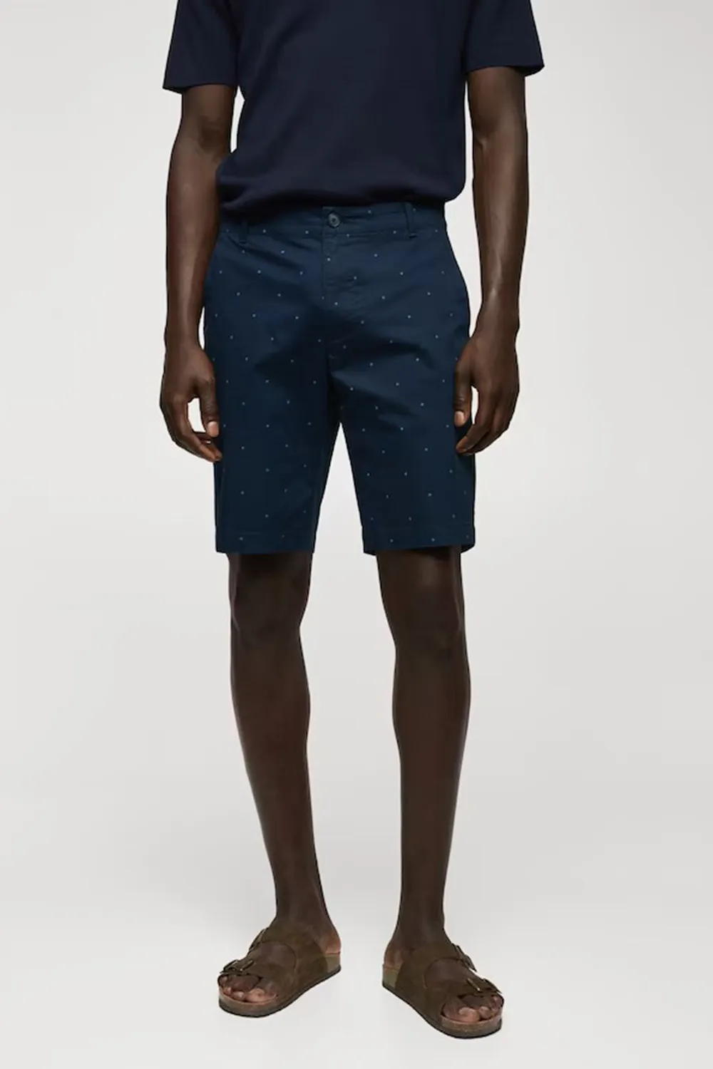 Slim-fit cotton micro-print bermuda shorts