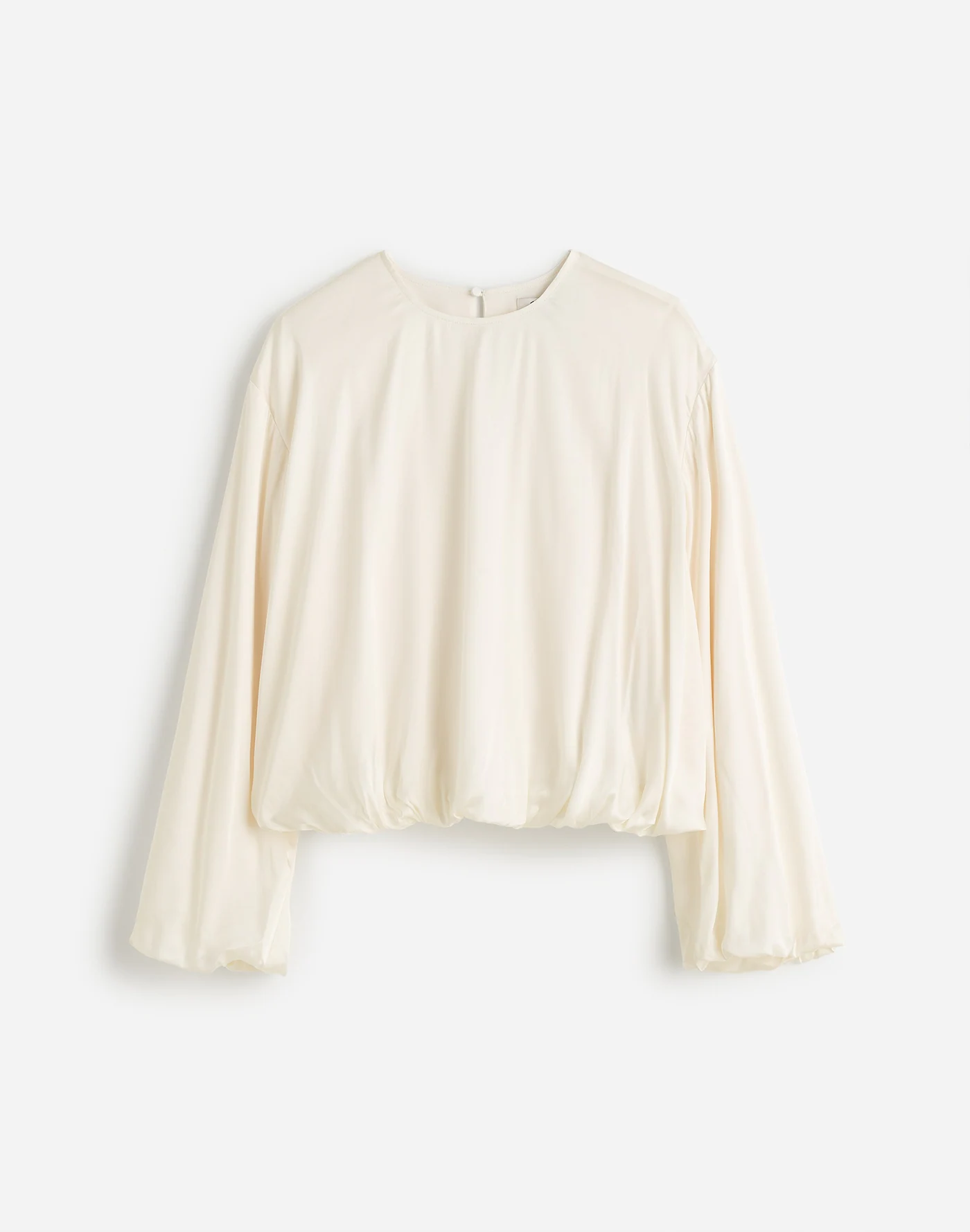 Long-Sleeve Bubble-Hem Top in Satin