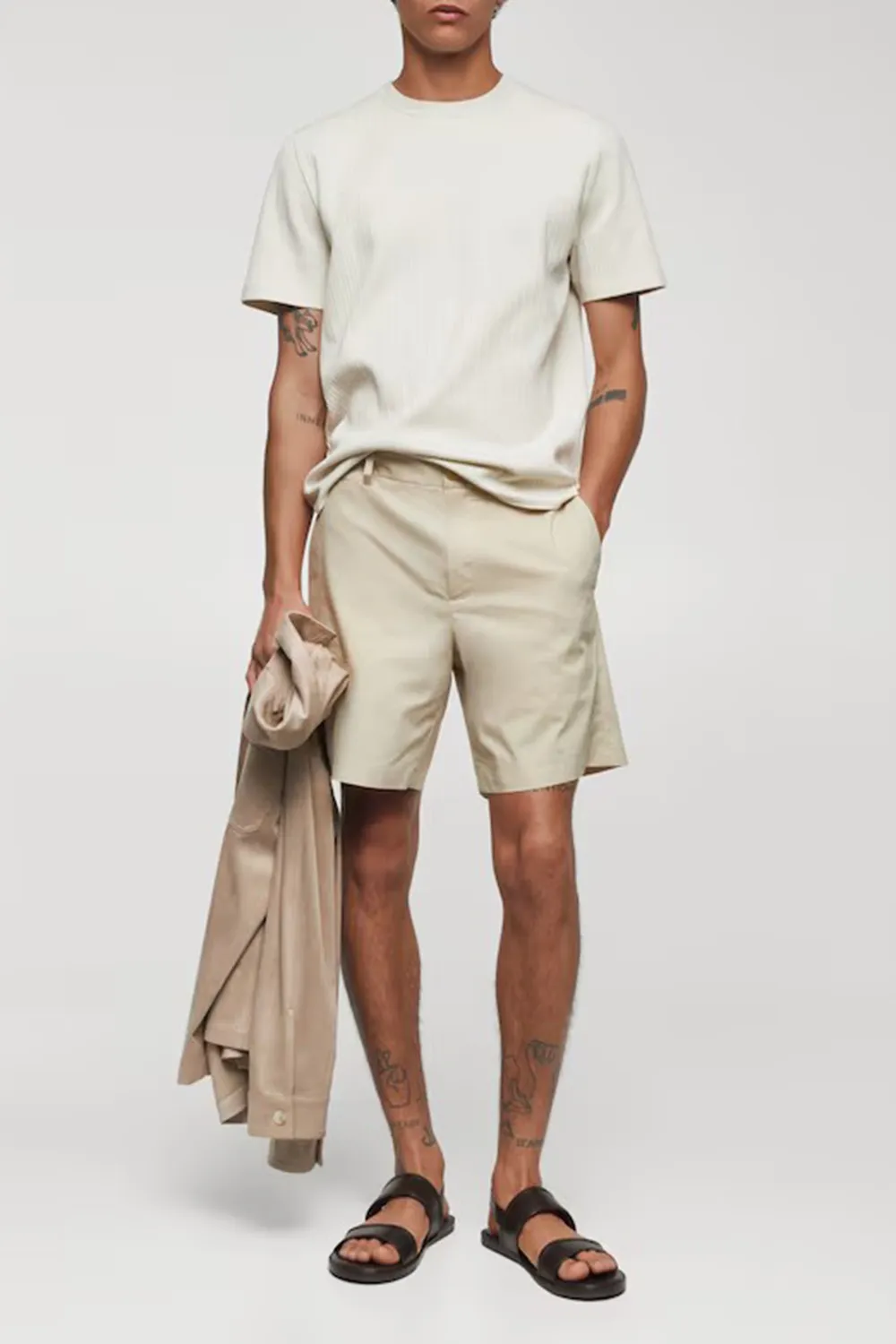 Slim fit cotton Bermuda shorts