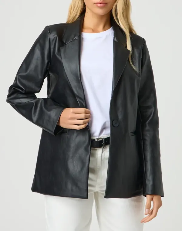 Faux Leather Blazer