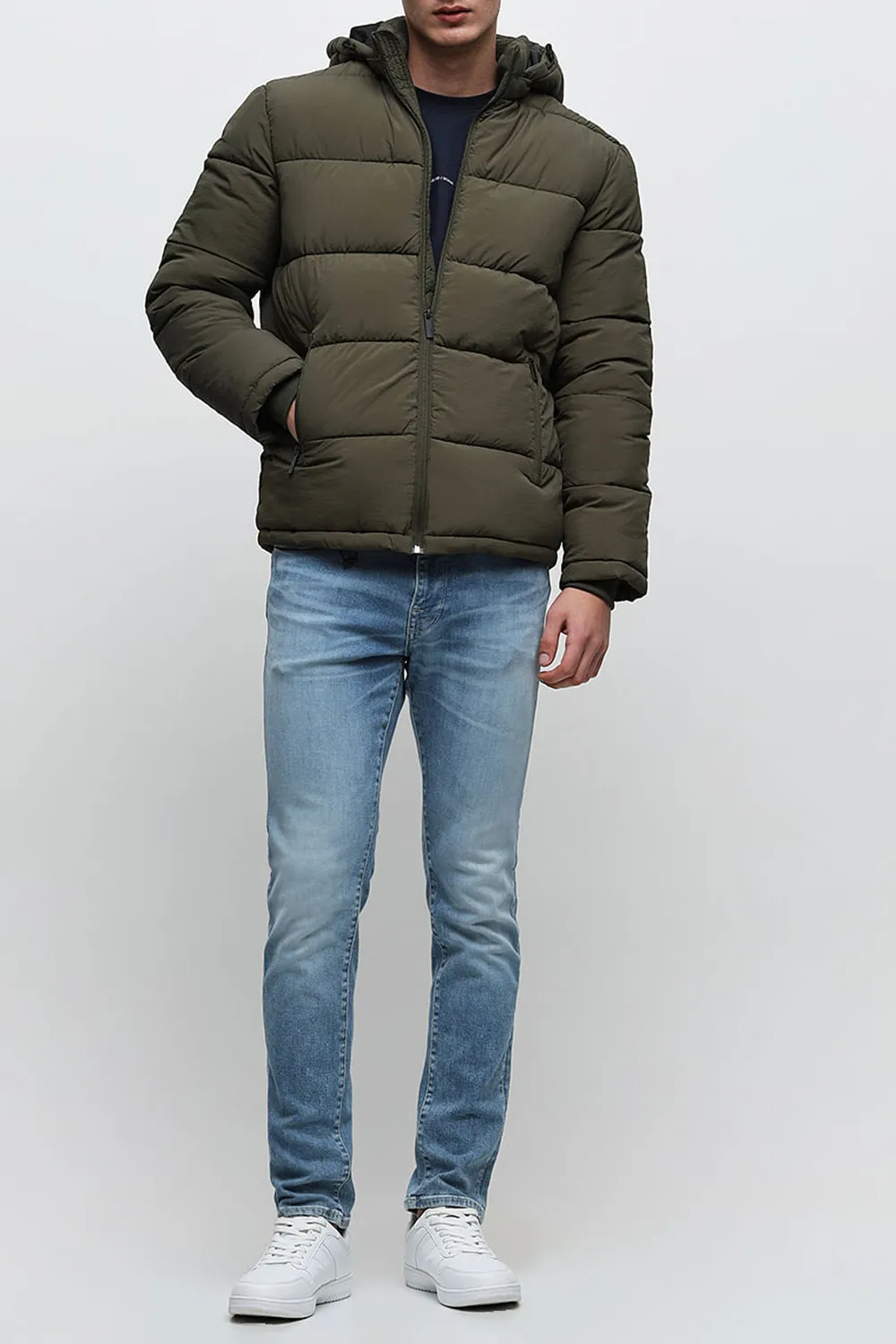 Green Hooded High-Neck Puffer Jacket