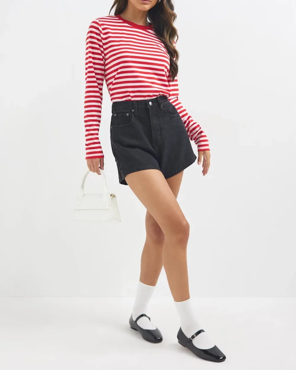 Melrose Long Sleeve Stripe Boyfriend Tee