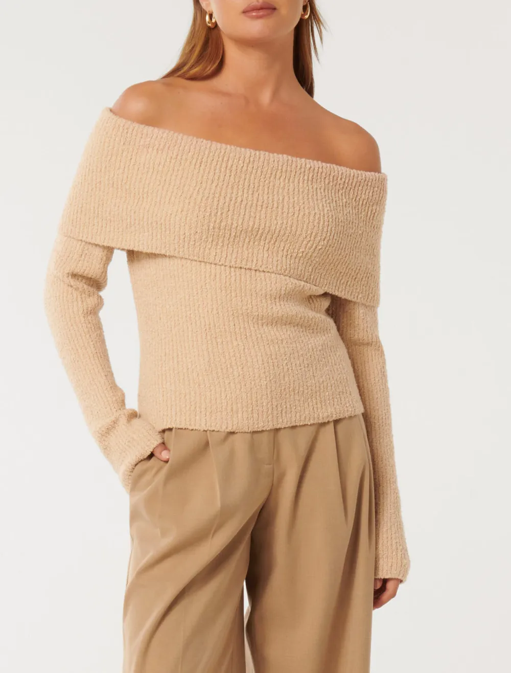 Mariah Boucle Bardot Sweater