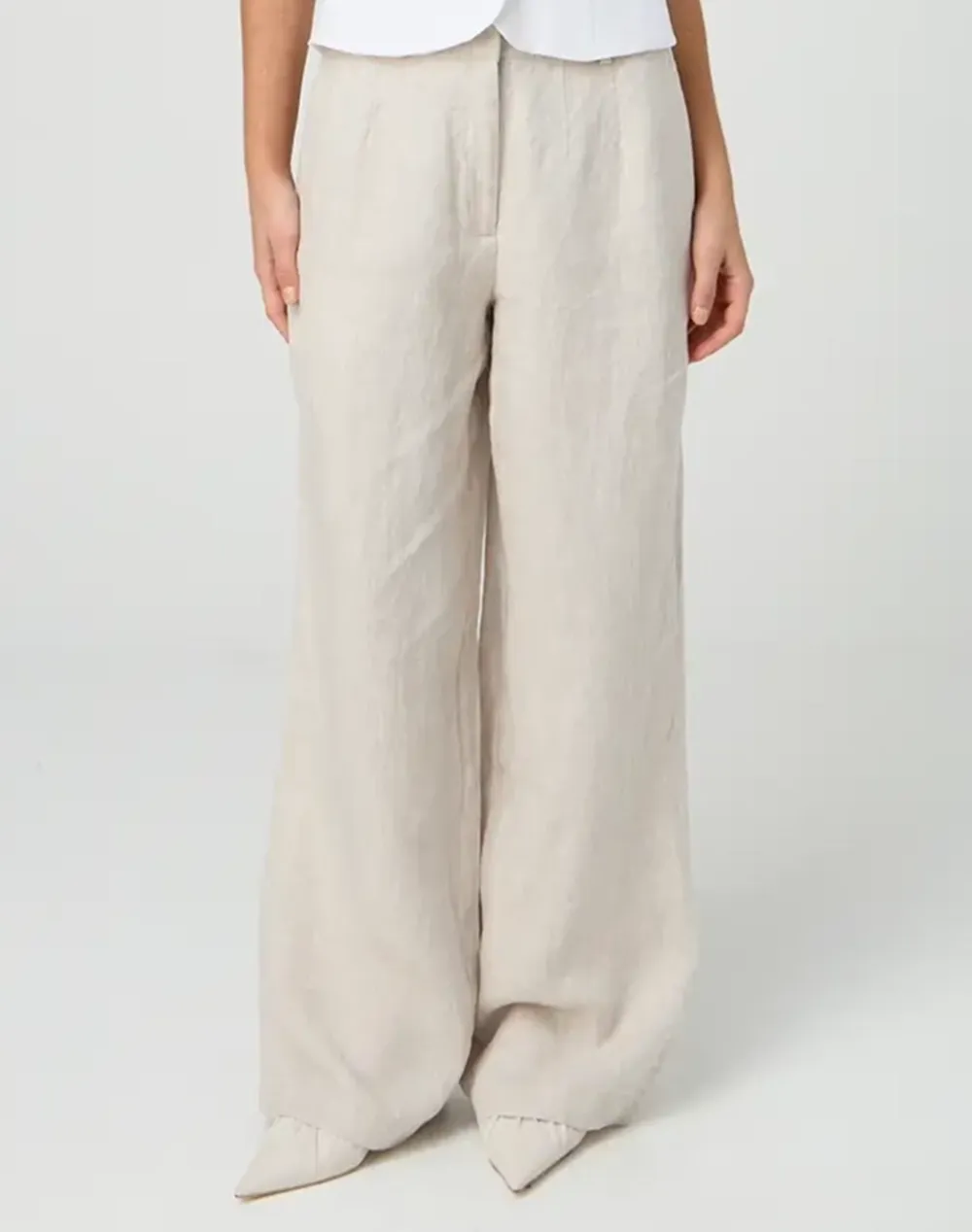 Linen Pleat Wide Leg Pant