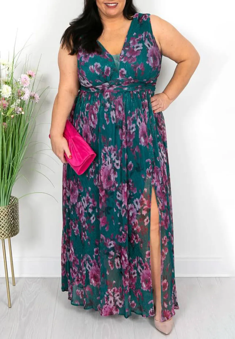 Emerald Green and Purple Lurex Maxi