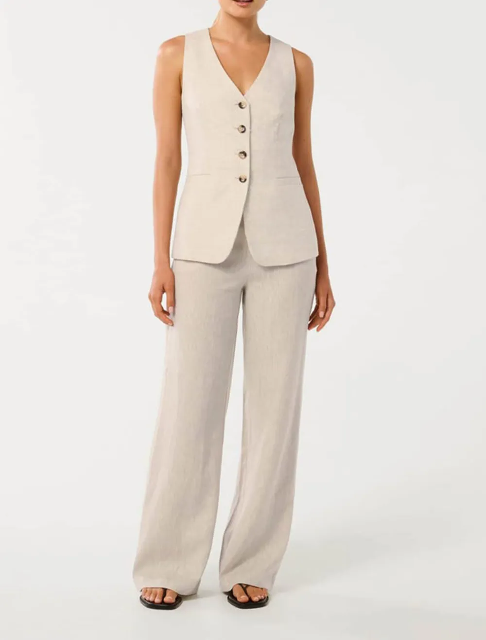 Martha Linen Wide-Leg Pants