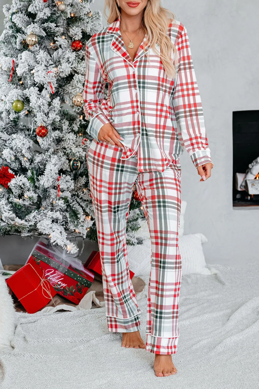 Buttery Soft Red and Green Plaid Pajama Set