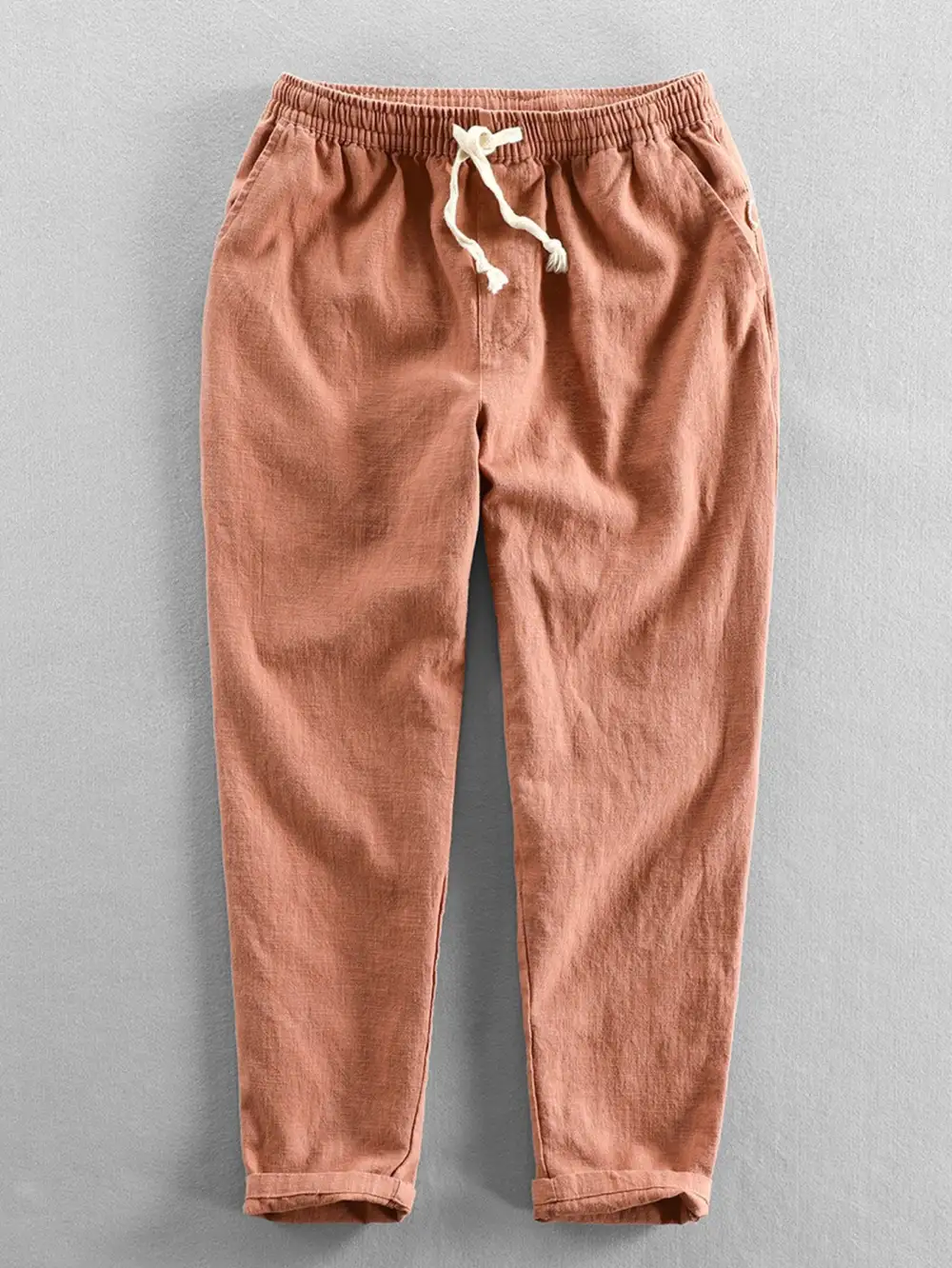 Linen Cotton Blend Cropped Pants