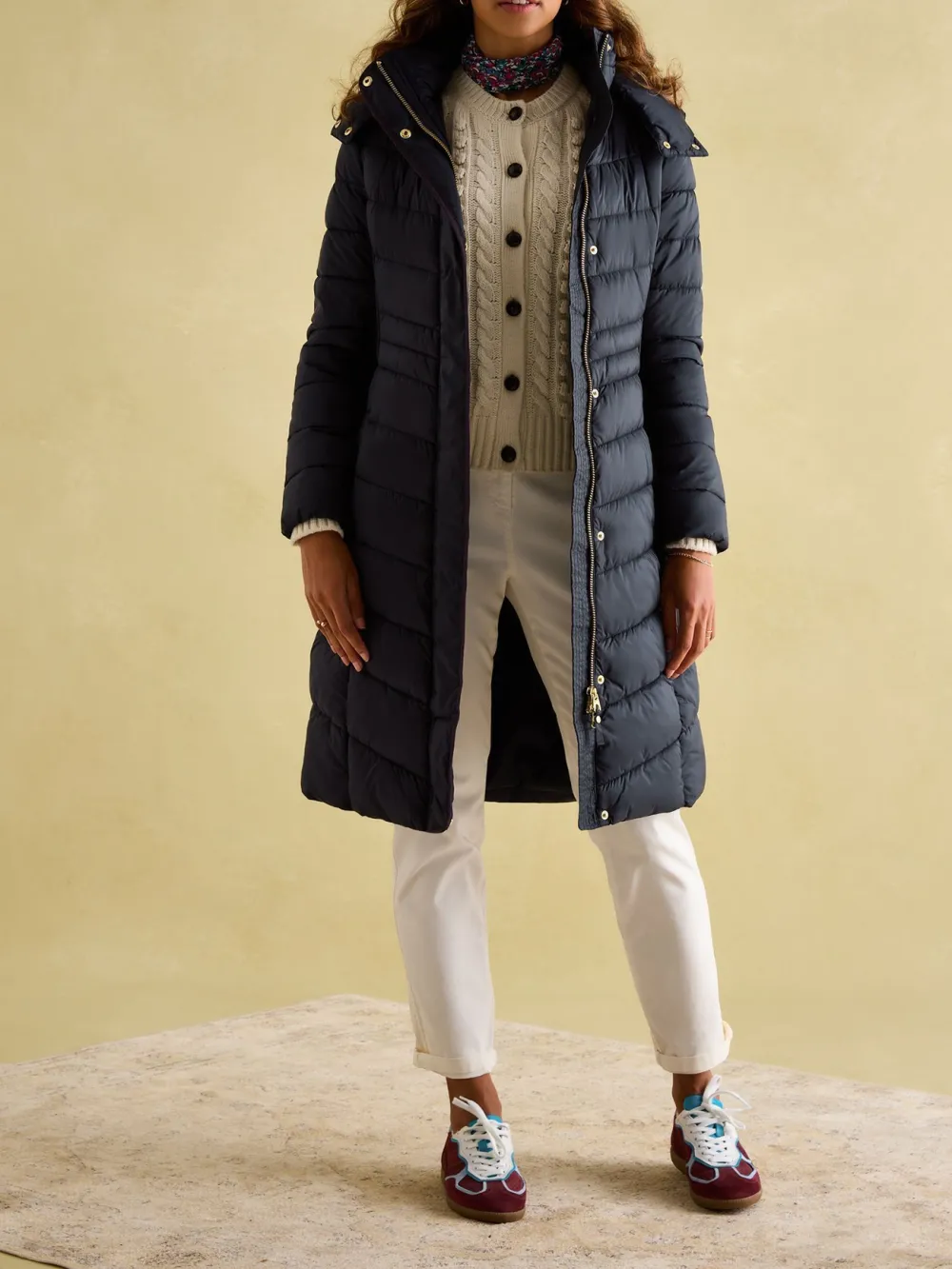 Pembury Navy Blue Showerproof Longline Padded Coat