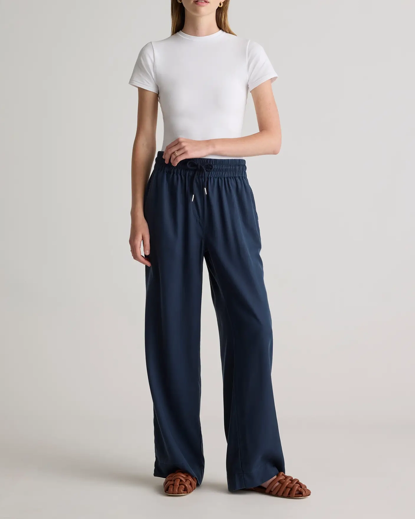 Vintage Wash Tencel Wide Leg Pants