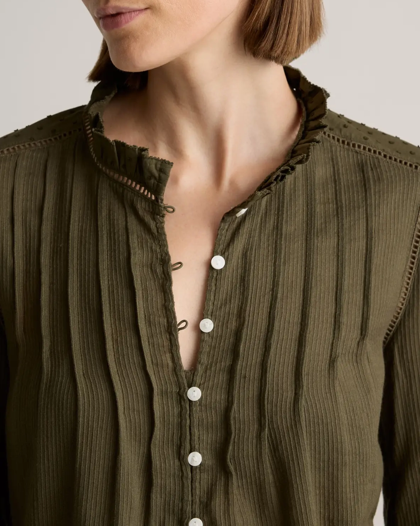 Organic Textured Cotton Peasant Blouse