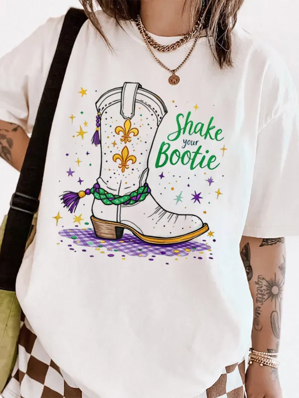 Mardi Gras Cowboy Boot T-shirt