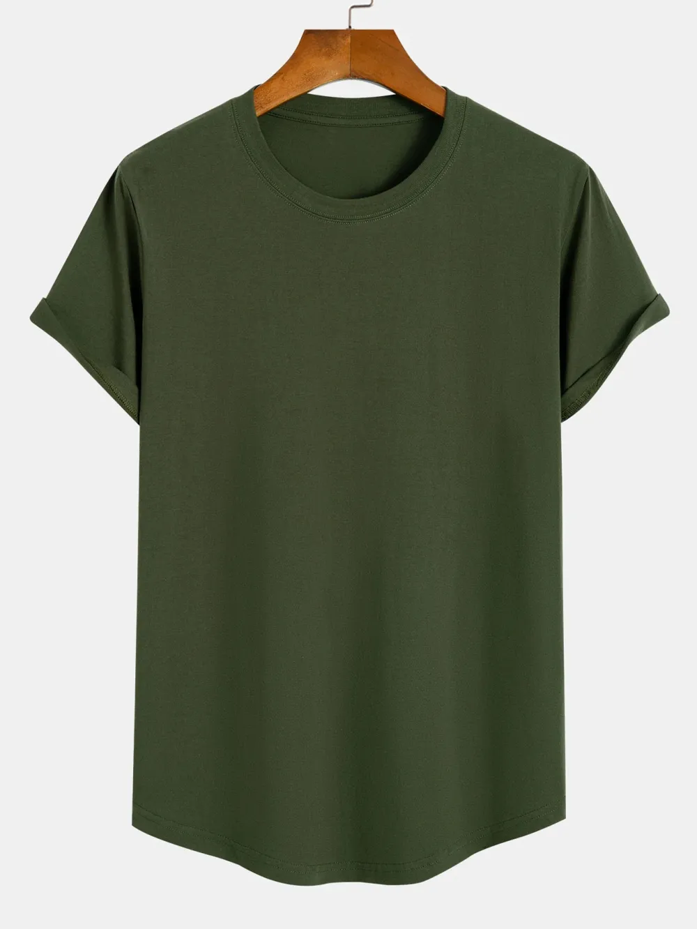 Basic Cotton Arc Hem T-Shirt