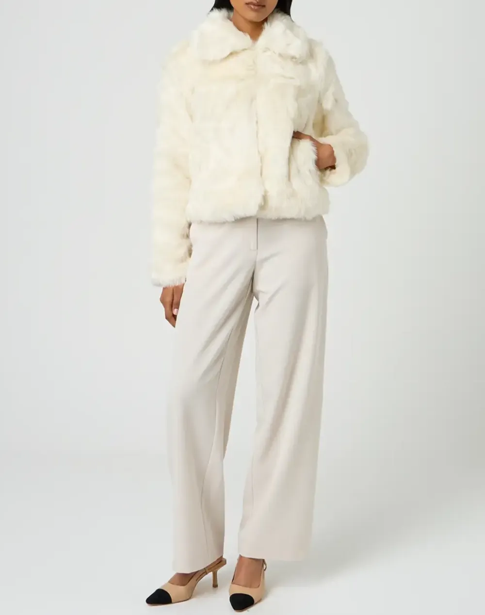 Faux Fur Collared Coat