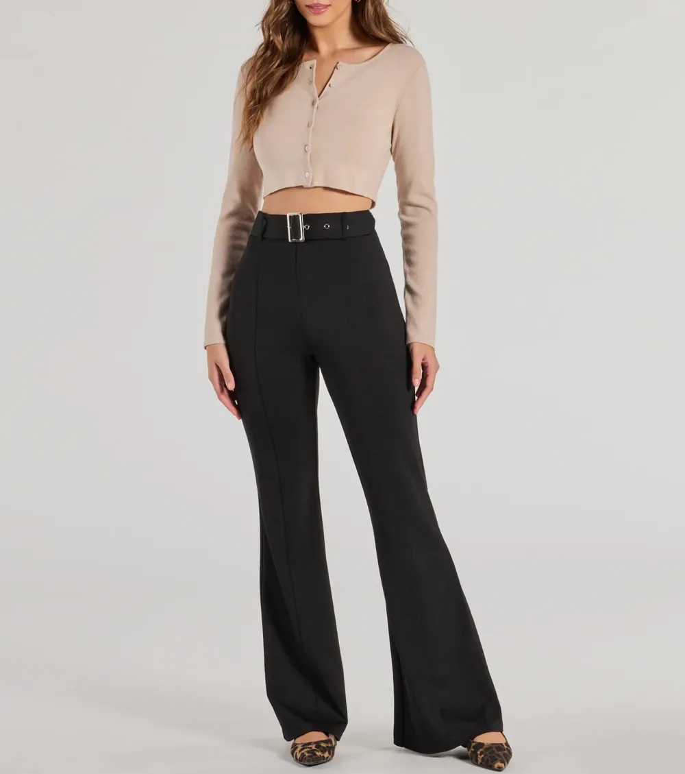 Polished Glam Belted Wide Leg Pants