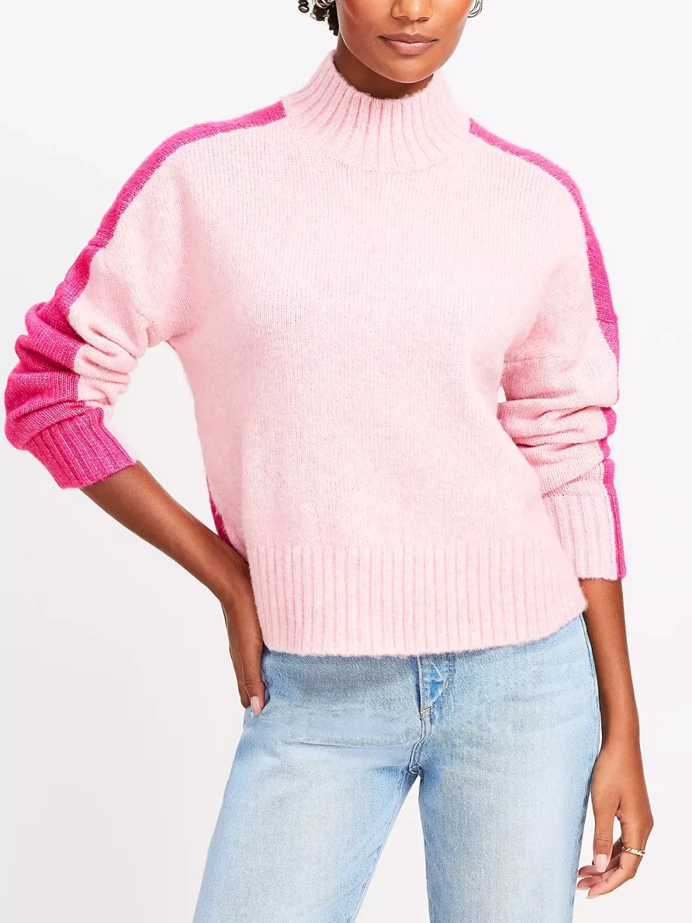 Colorblock Modern Turtleneck Sweater