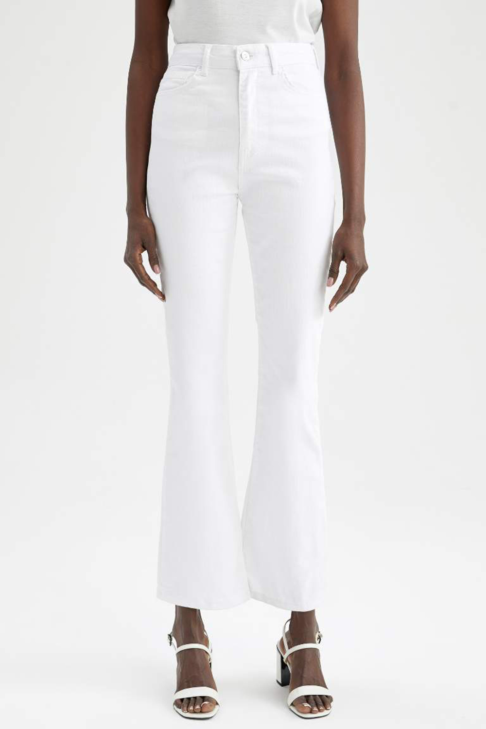 High Waist Flared Gabardine Trousers