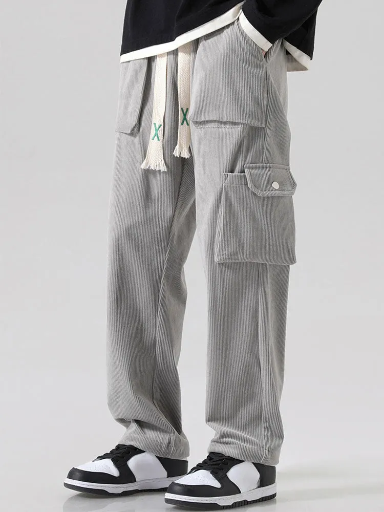 Straight Leg Corduroy Cargo Pants