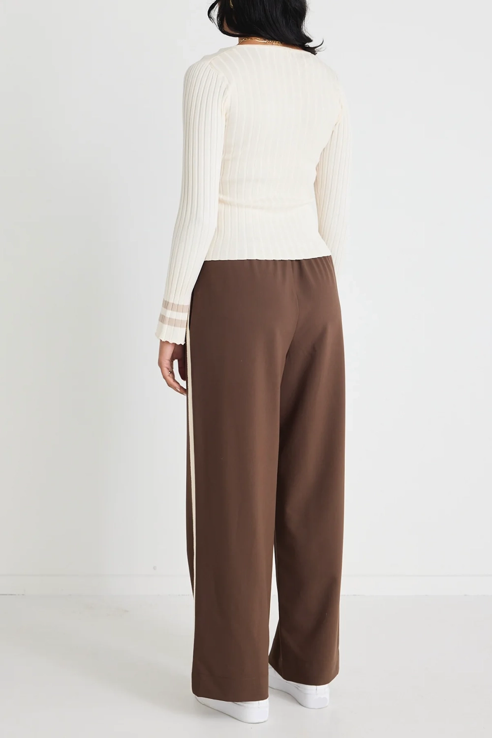 Townie Chocolate Stripe Side Tape Wide Leg Pants