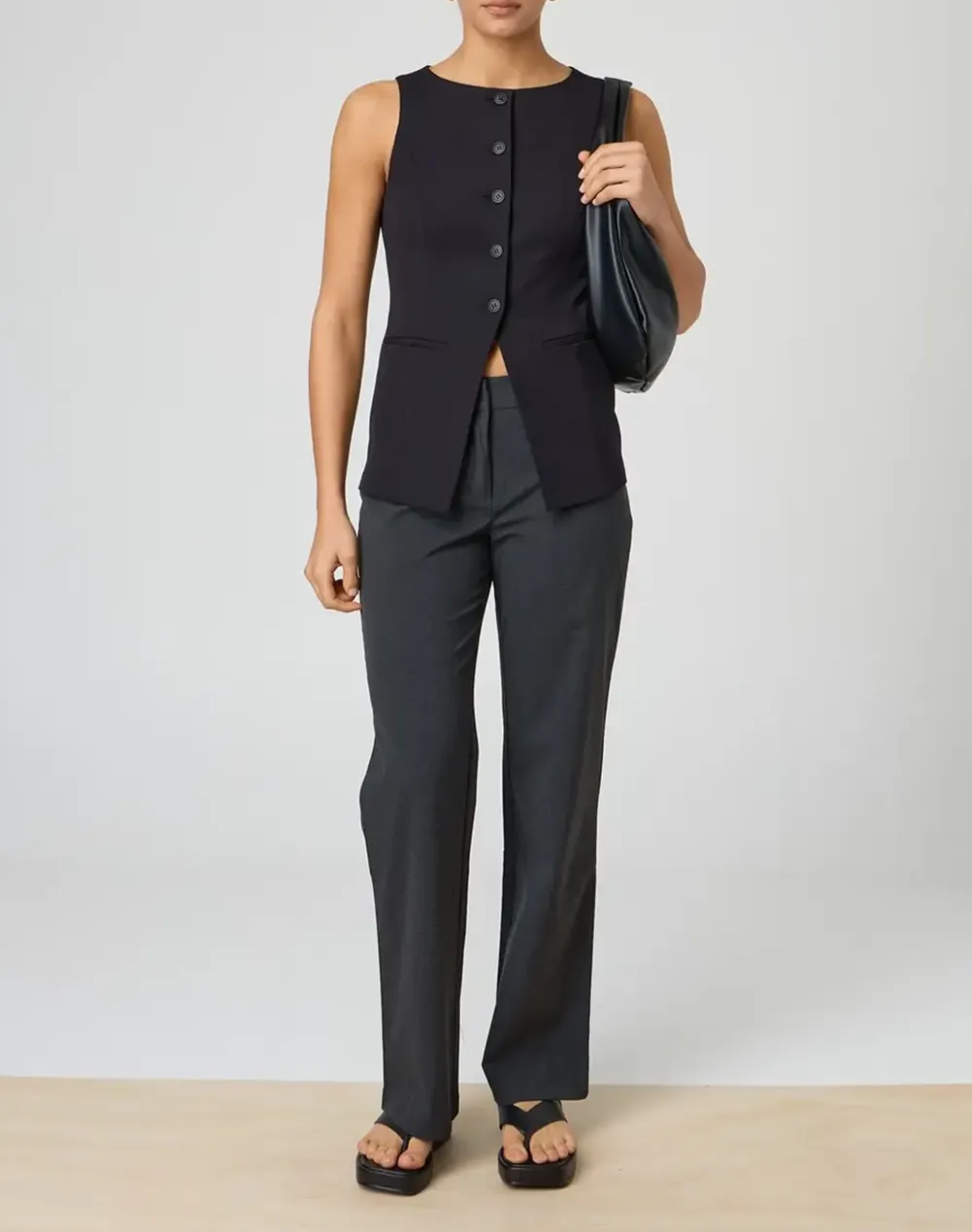 Mid Rise Straight Leg Pant