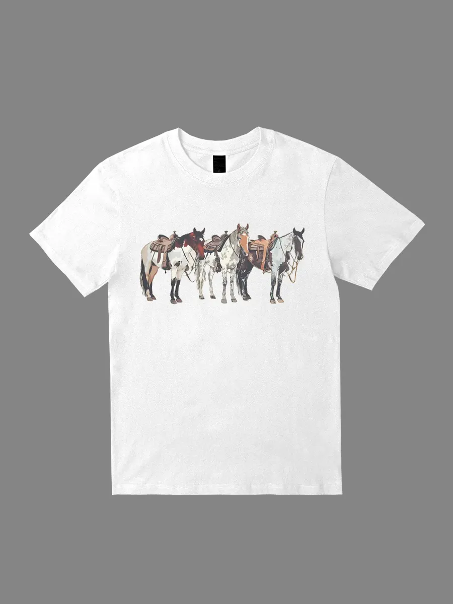 Western Horse Pattern T-shirt