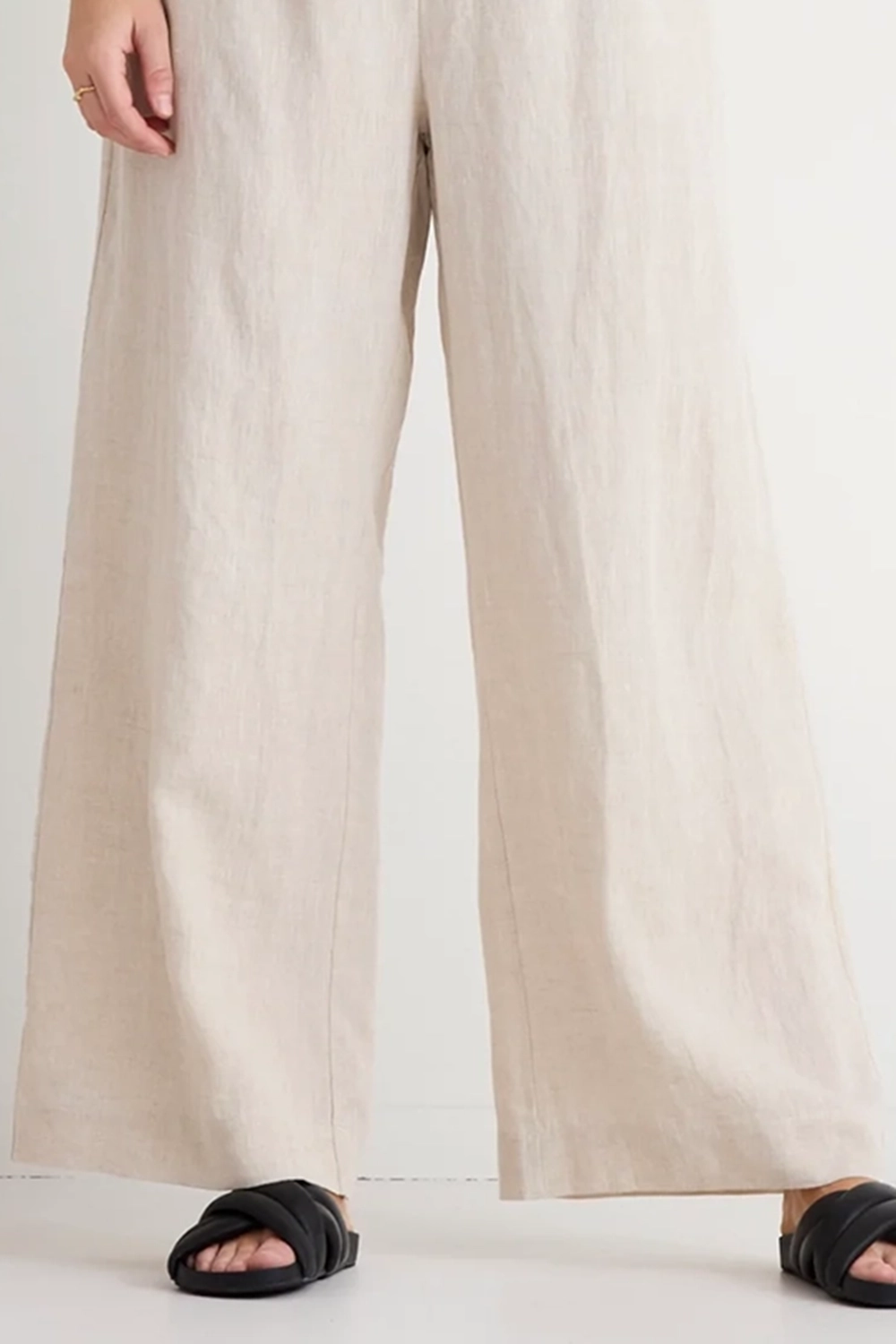 Island Natural Linen Pleat Front Wide Leg Pant