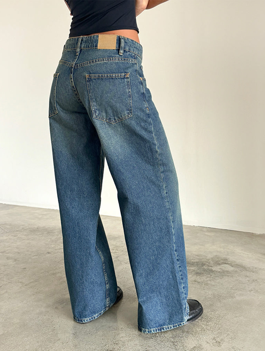 Bright Blue Roomy Extra Wide Low Rise Jeans