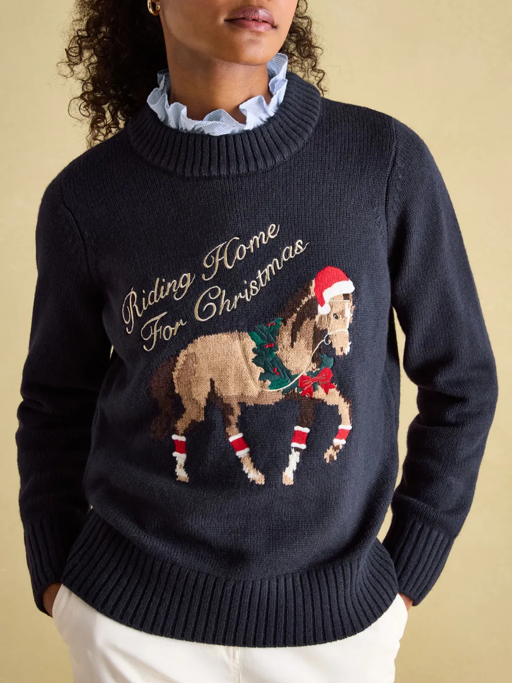 Noelle Navy Intarsia Christmas Jumper