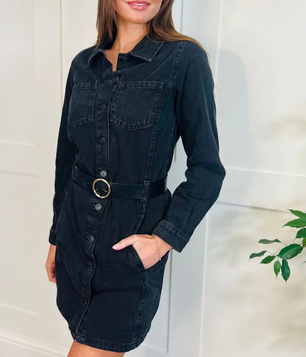 Black Denim Shirt Dress