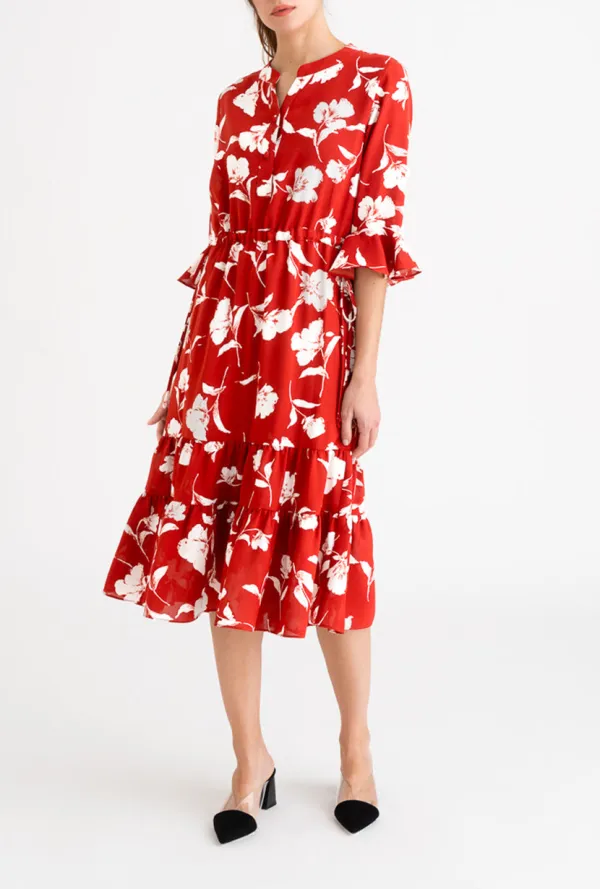 Celina Dress - Red Floral