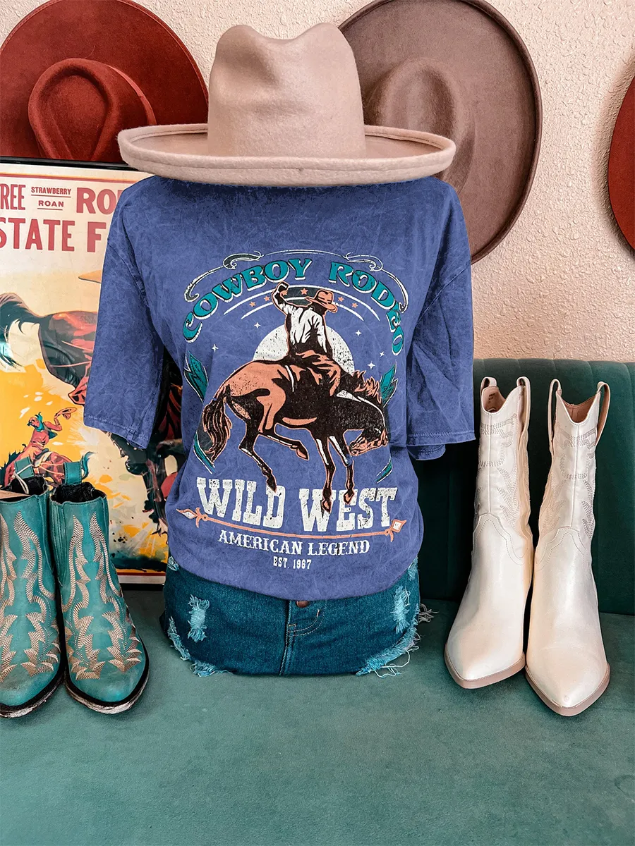 Cowboy Rodeo Wild West Mineral Wash Tee