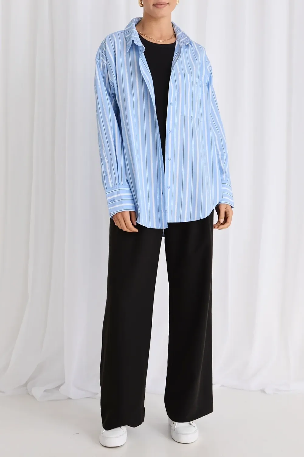 California Blue Stripe Poplin Oversized Shirt