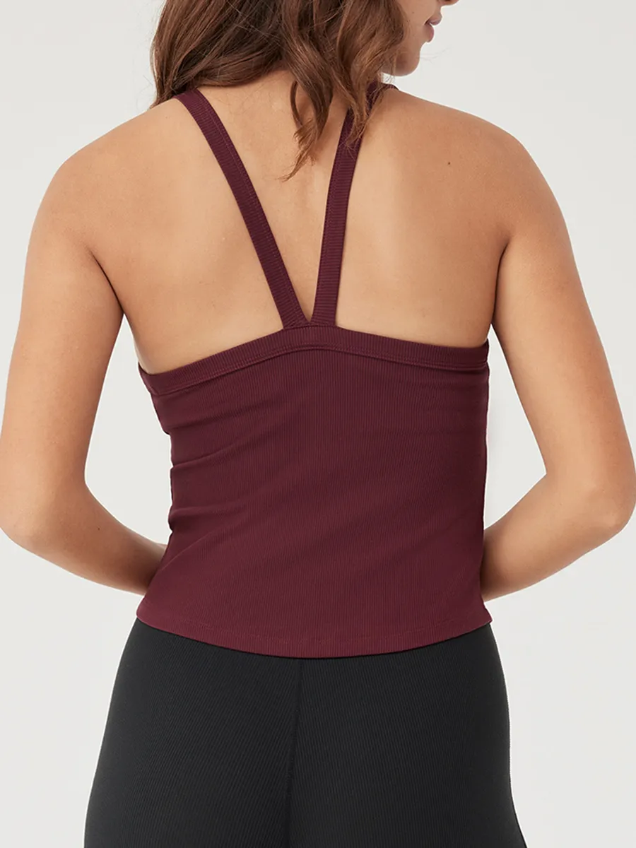 Rib High Neck Cami