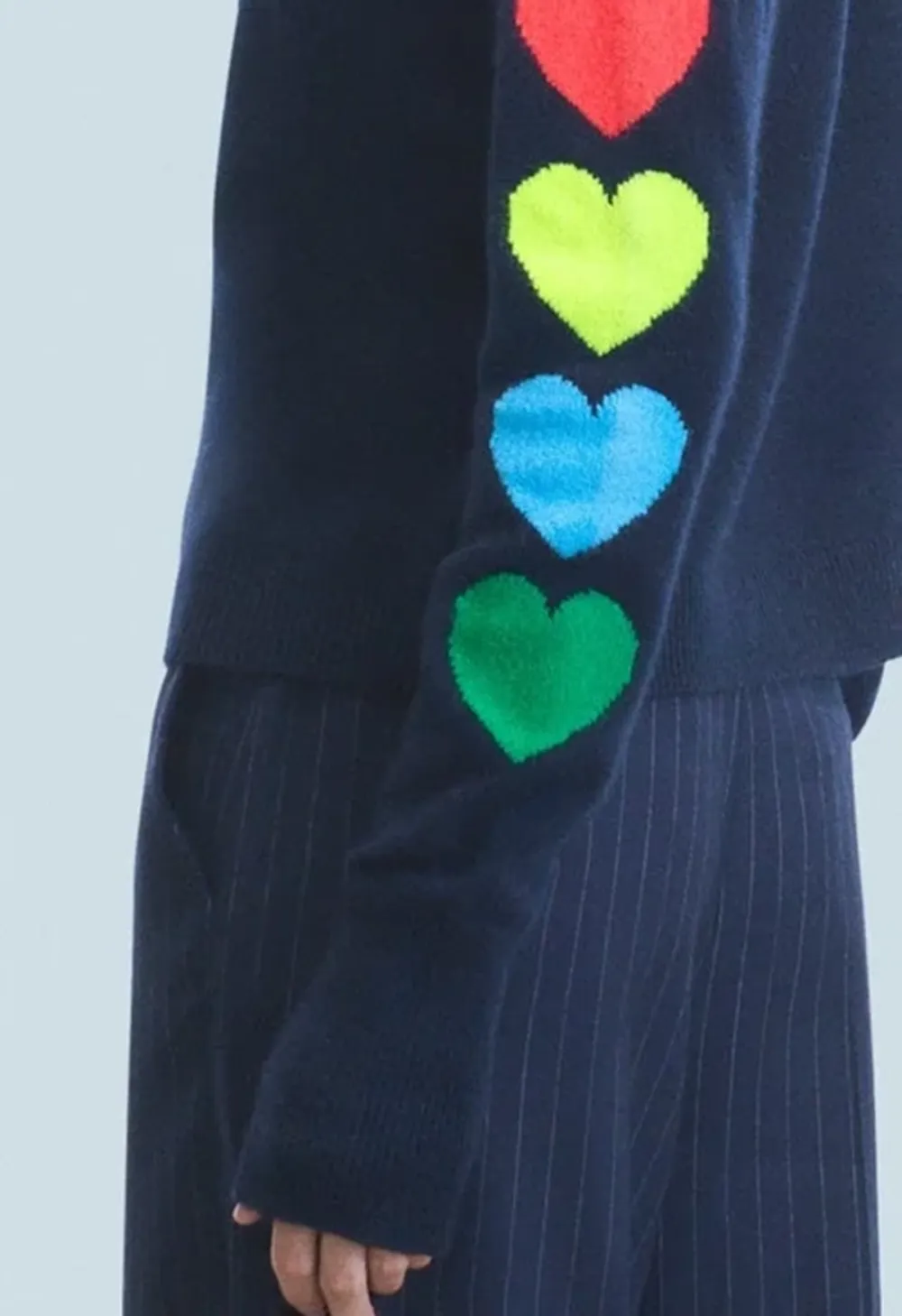 High-Neck Casual Sweater With A Heart Pattern