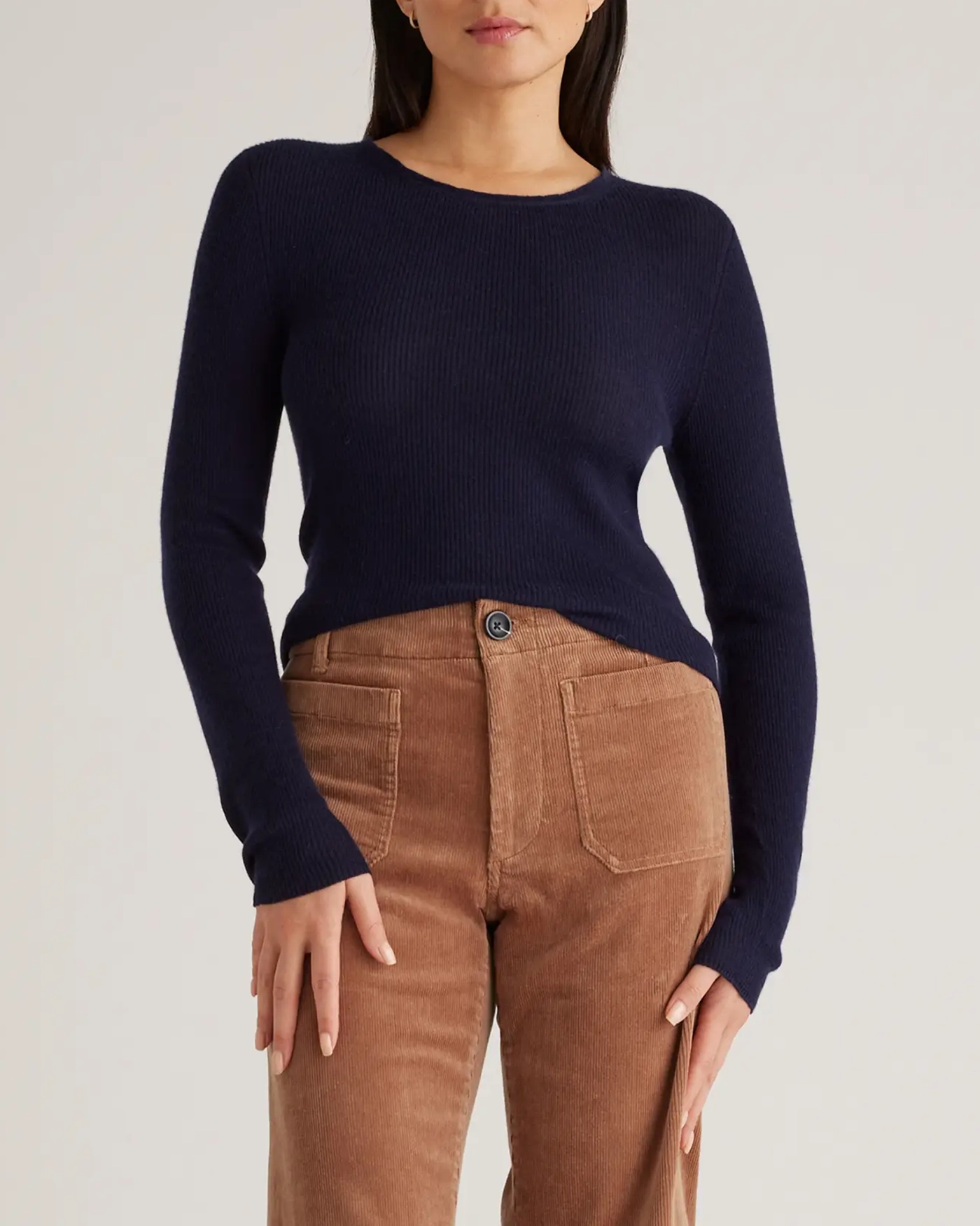 Featherweight Cashmere Ribbed Crewneck Sweater