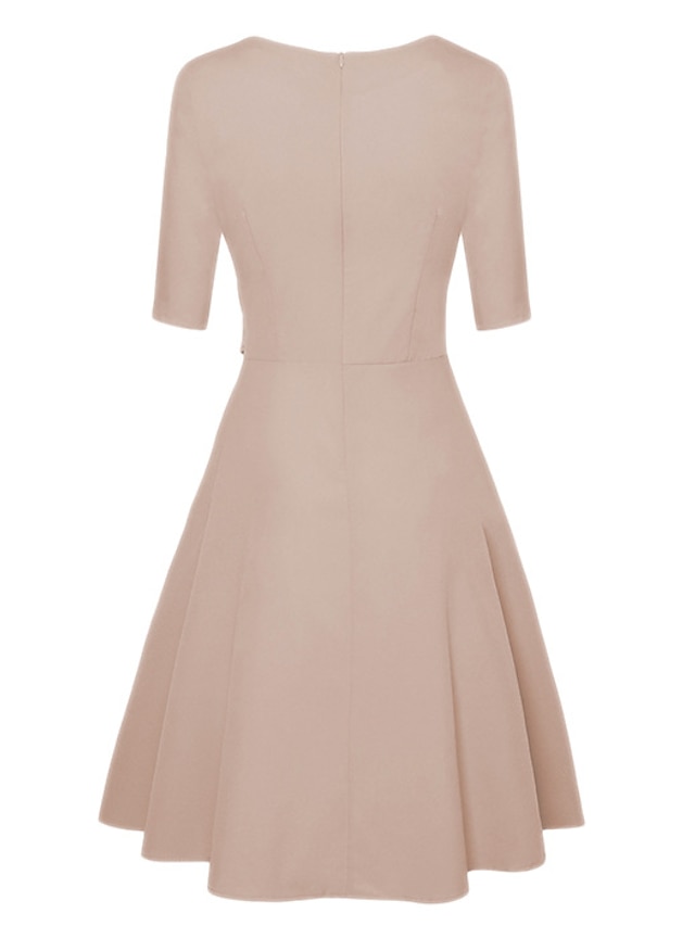 Women's A Line Dress Knee Length Dress Dark Green Navy Blue Beige 3/4 Length Sleeve Pure Color Lace up Fall Spring Round Neck Stylish Elegant Casual Party Slim 2023 S M L XL XXL