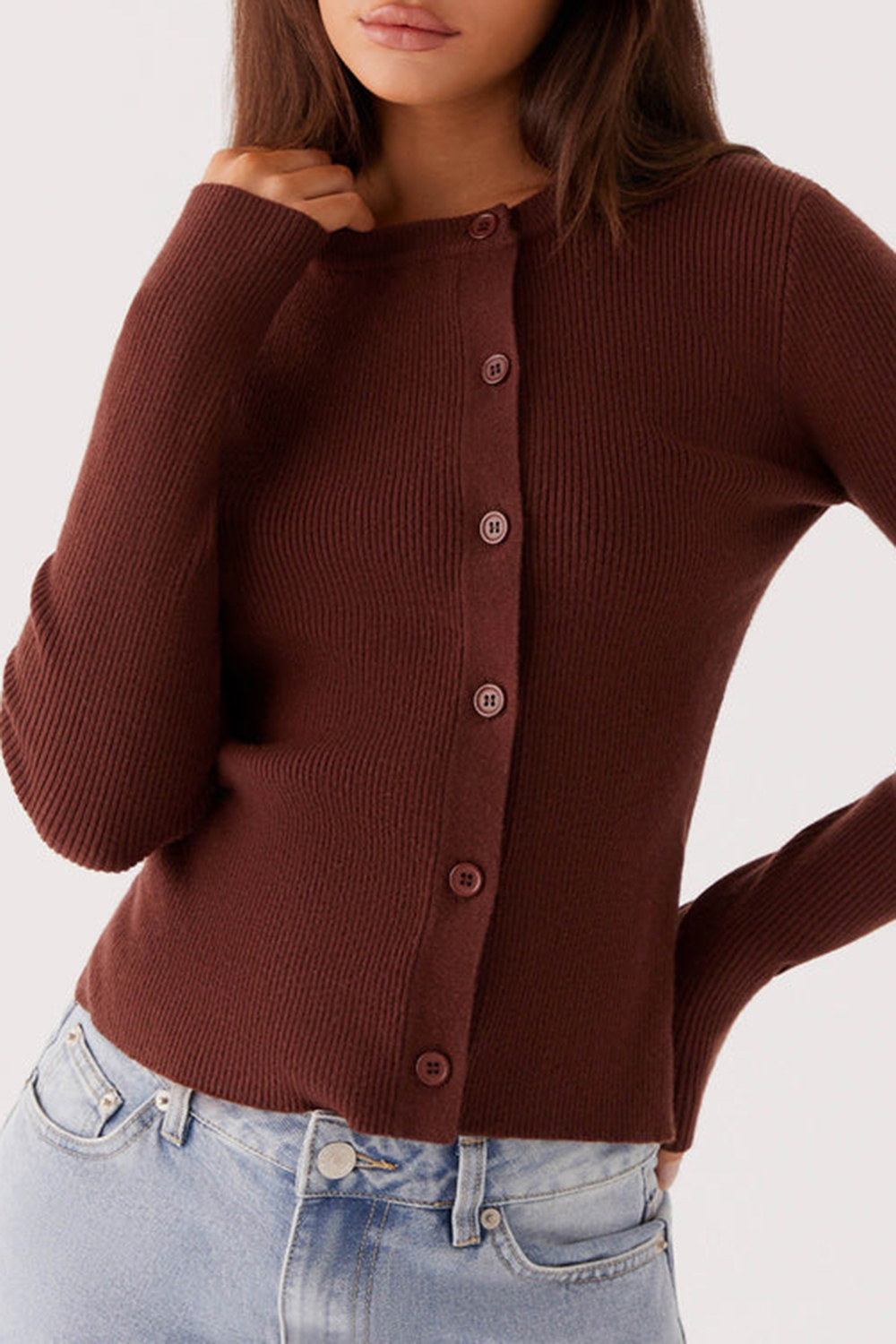 Rubi Knit Long Sleeve Top - Chocolate