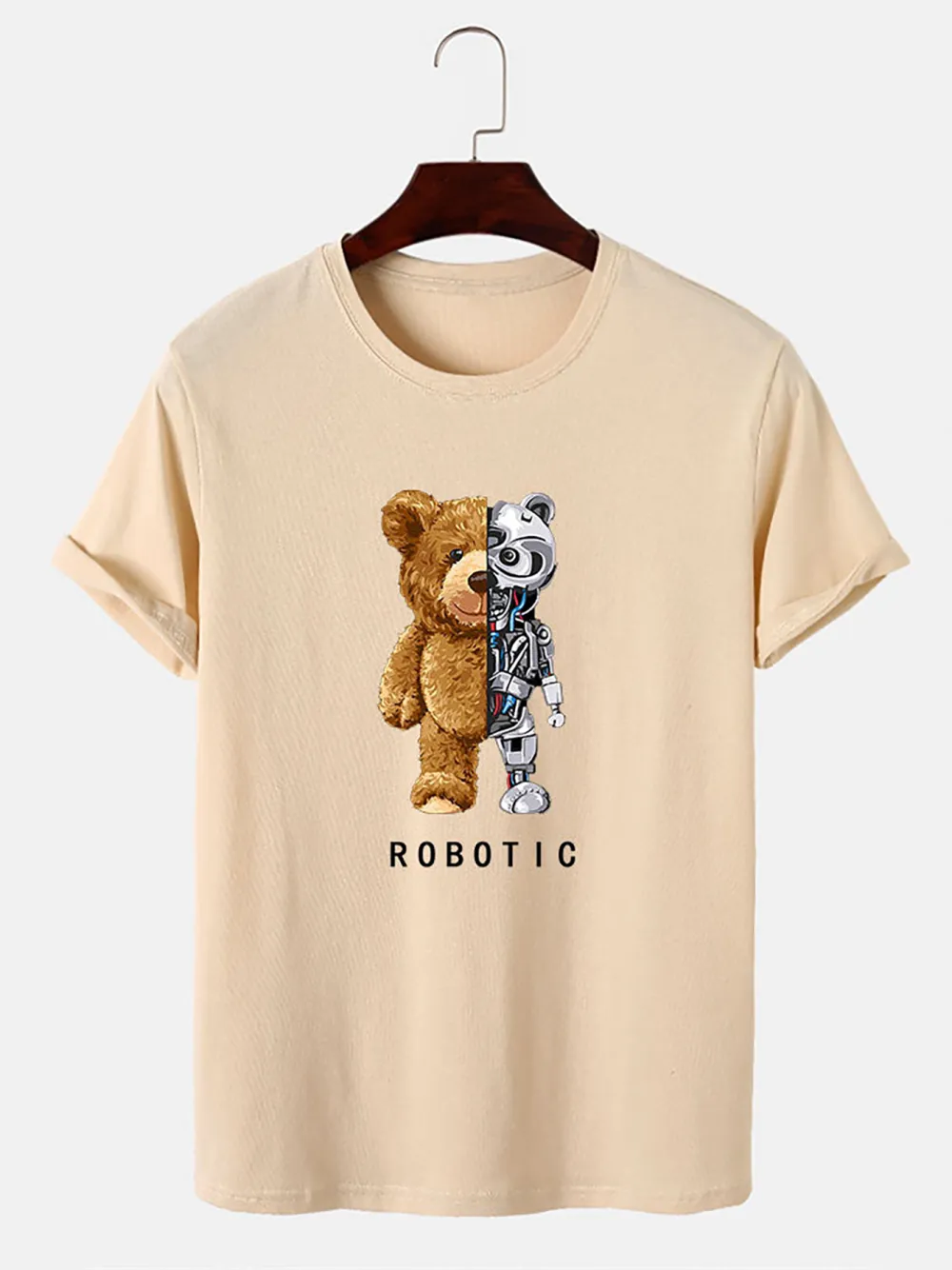 Robot Bear Funny Graphic Cotton T-Shirts