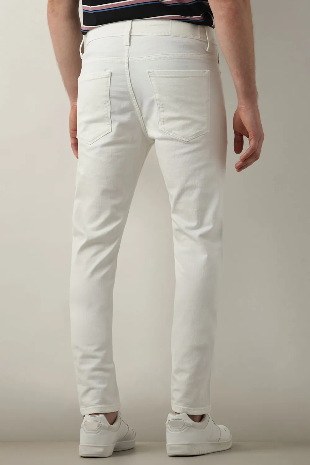 White Mid Rise Leon Slim Fit Jeans