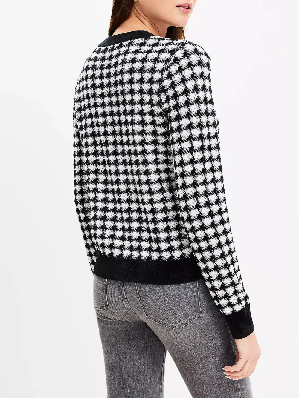 Shimmer Houndstooth Modern Sweater Jacket