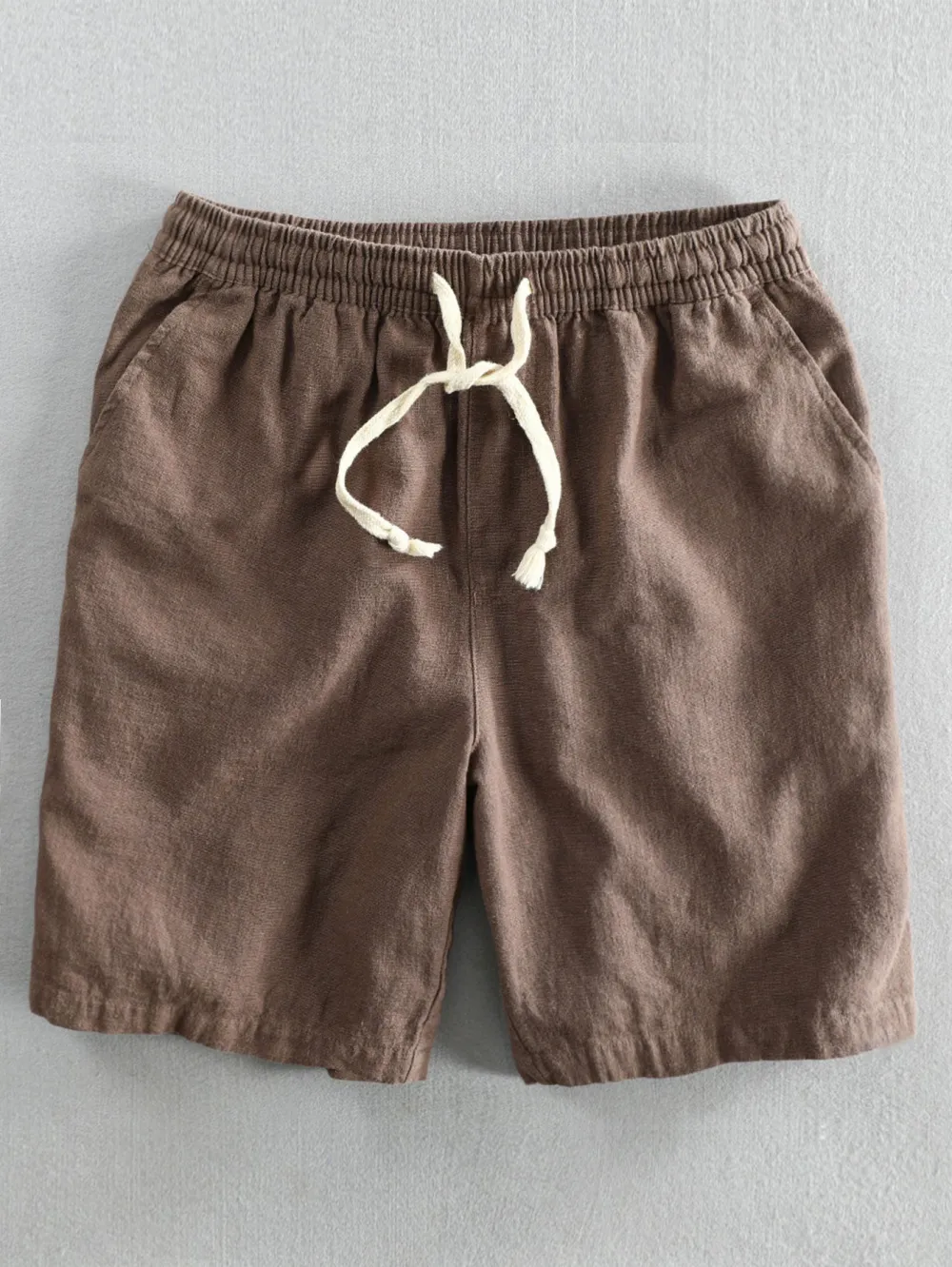 Linen Cotton Blend Drawstring Shorts