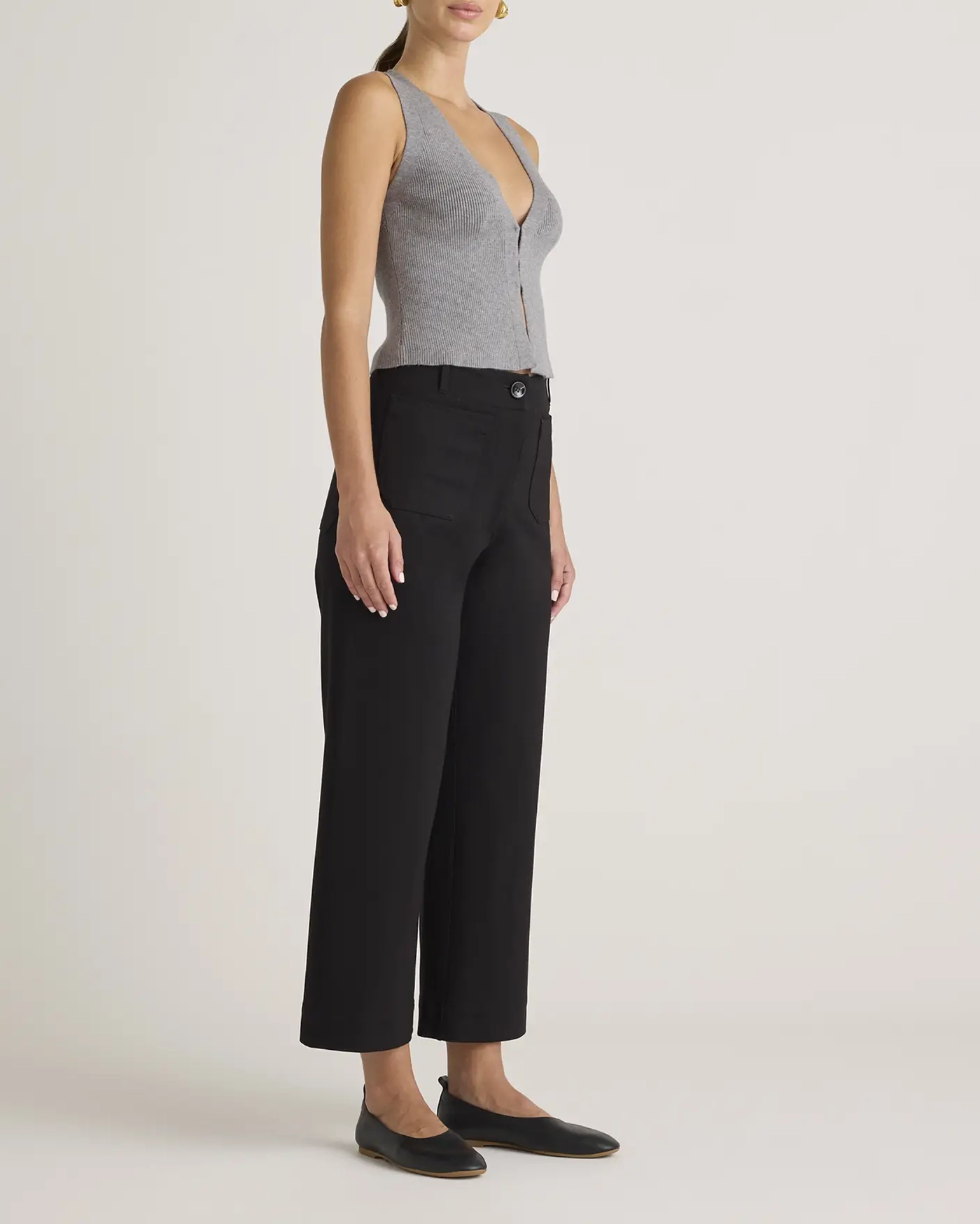 Ultra-Stretch Ponte Cropped Wide Leg Pants