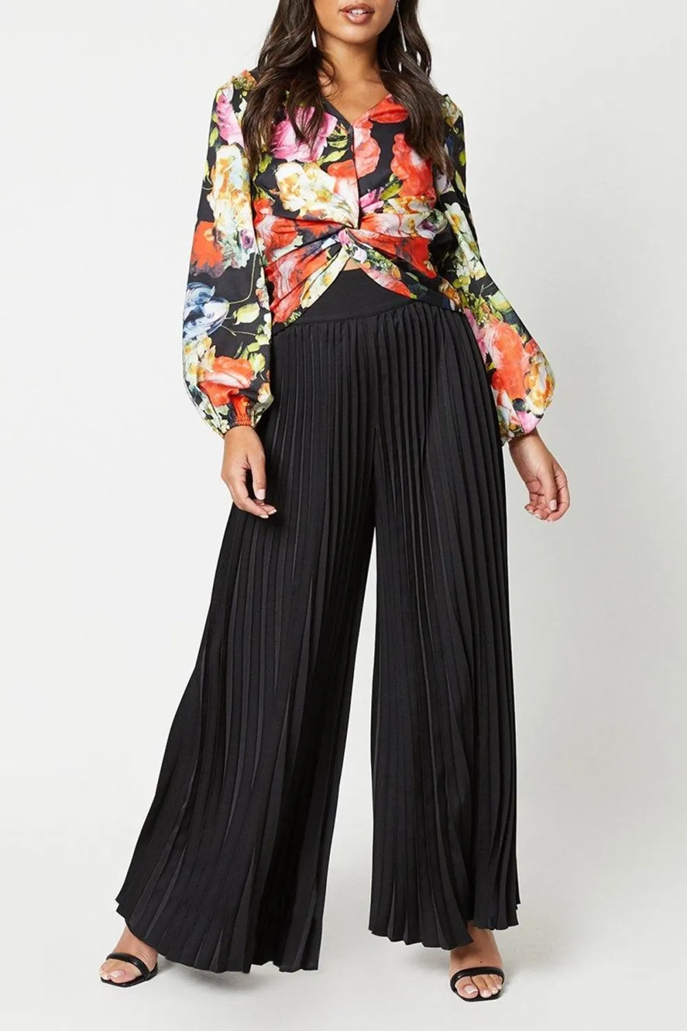 All Over Pleated Wide Leg Trousers