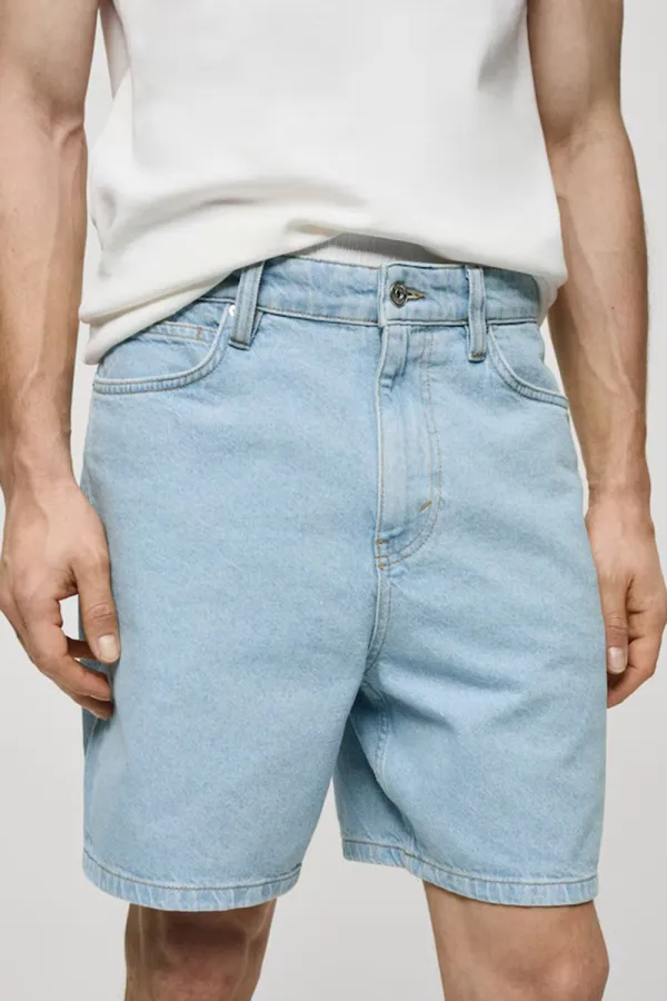 Non-Stretch Denim Bermuda Shorts