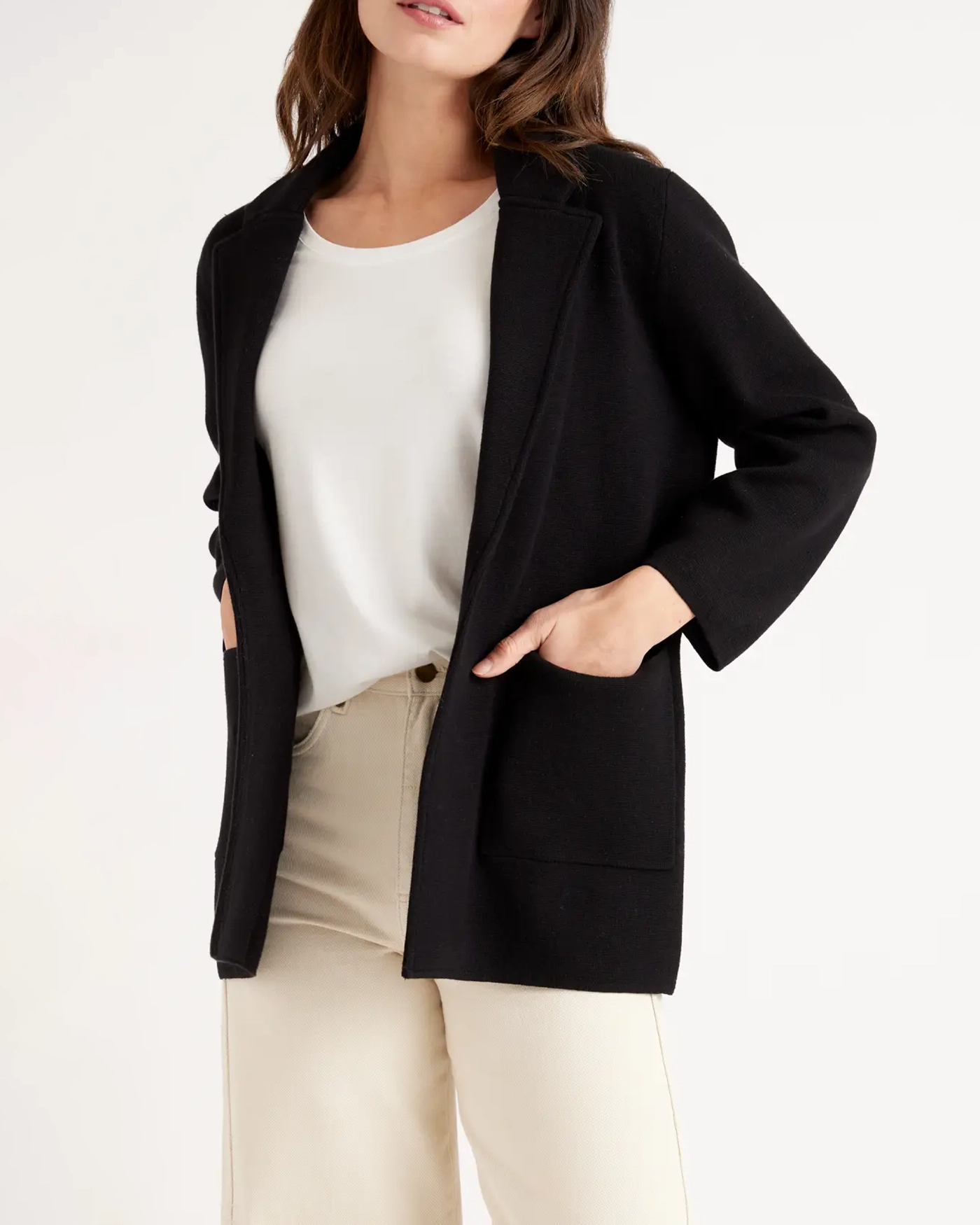 Black Cotton Knit Blazer